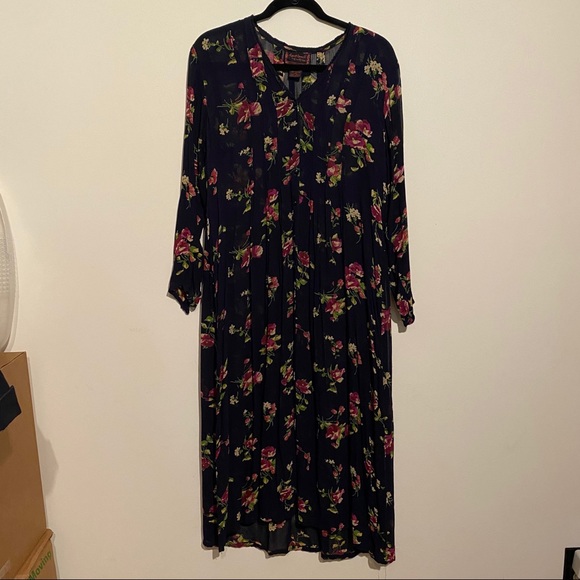 Vintage April Cornell Floral Sheer Midi Dress - Picture 3 of 16